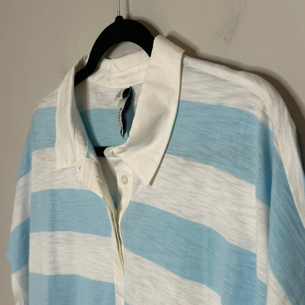 Torrid Belle Isle Cotton Collared Polo Top Blue Stripes Size 0X Large NWT - Picture 10 of 13